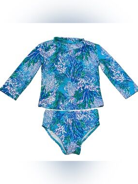 Lilly Pulitzer Bobby Rashguard Set Marie Print 2 Piece Bathing Swimsuit Sz 2